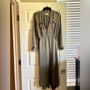 REISS dress olive green sateen size S